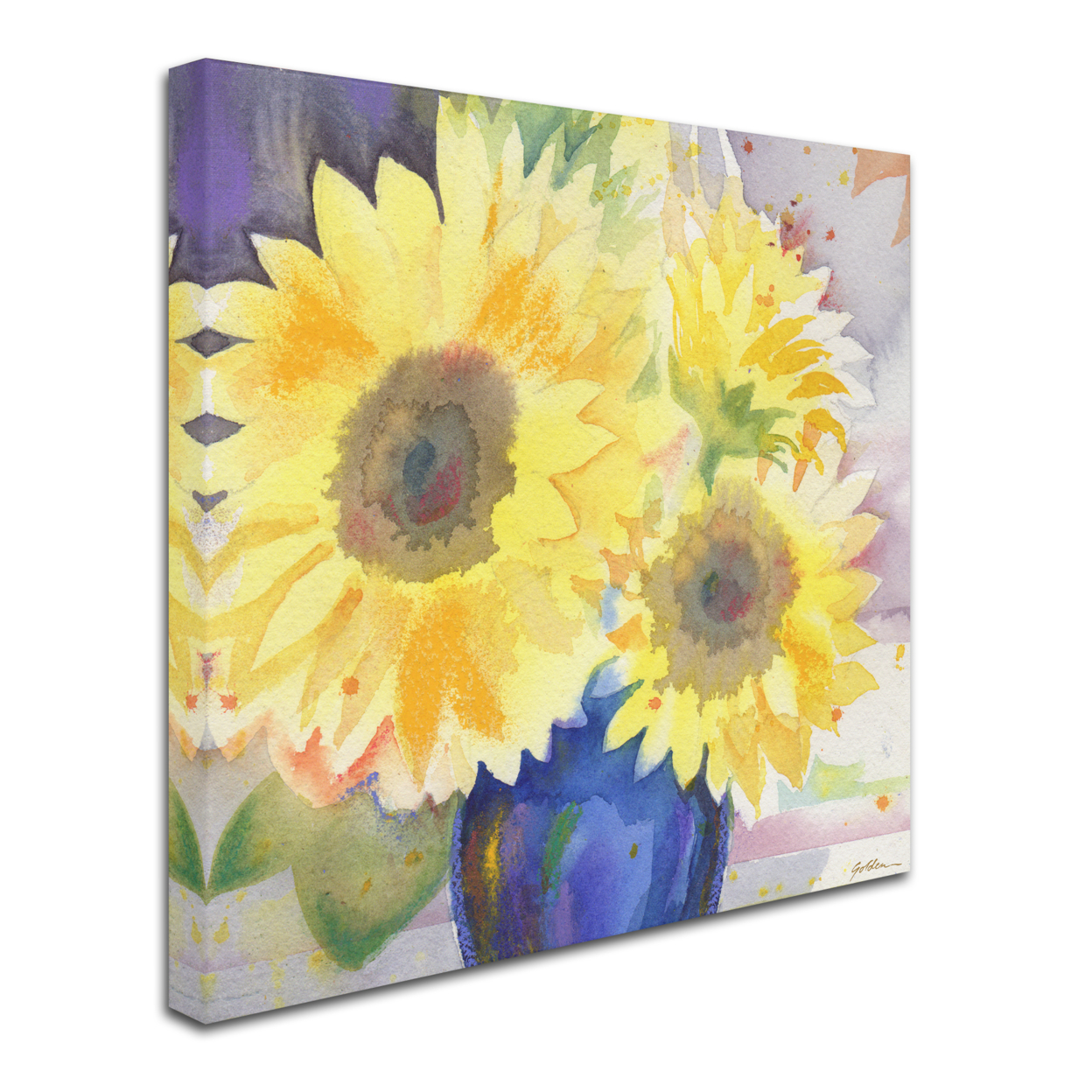 Sheila Golden 'Sunflower Blossom Bouquet' Huge Canvas Art 35 X 35