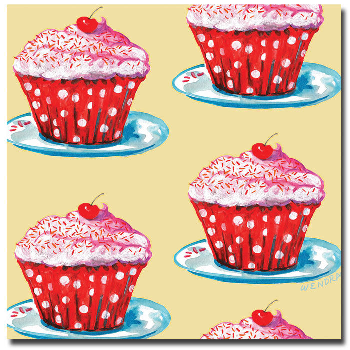 Wendra 'Cherry Cupcakes' Huge Canvas Art 35 X 35