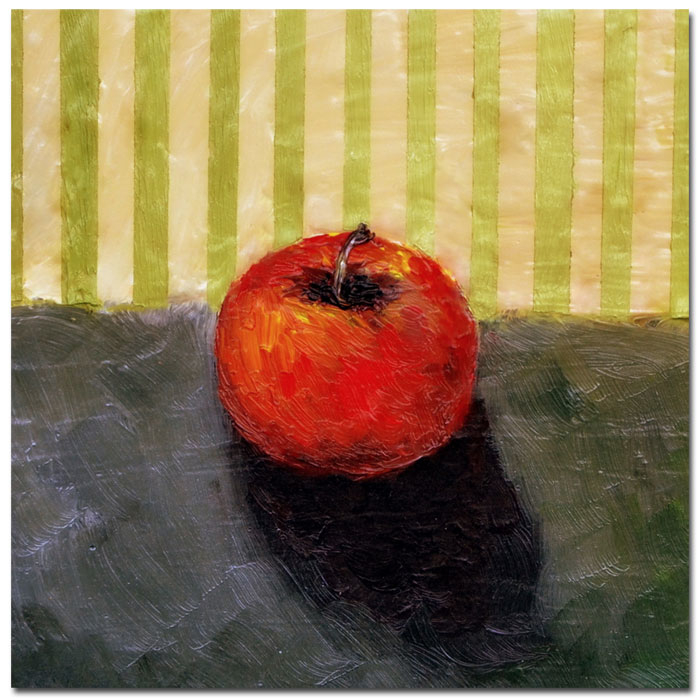 Michelle Calkins 'Red Apple Still Life' Huge Canvas Art 35 X 35