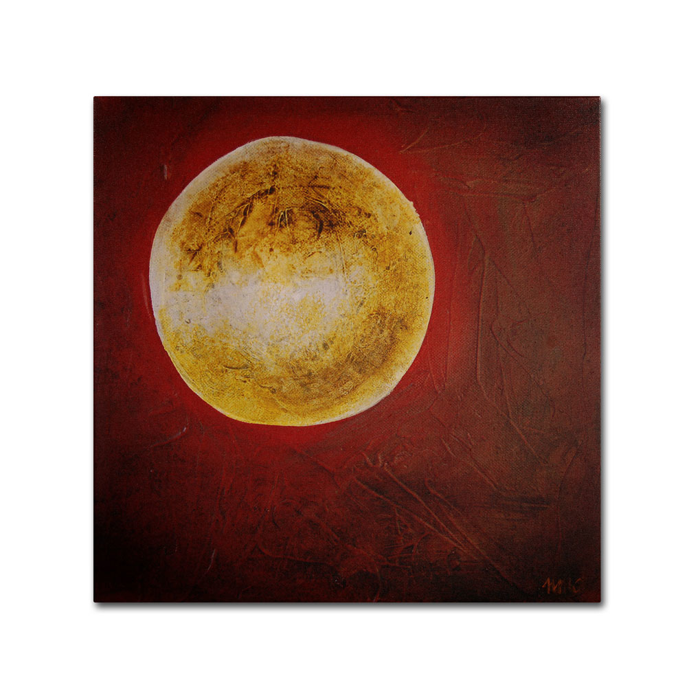 Nicole Dietz 'Moon On Red' Huge Canvas Art 35 X 35