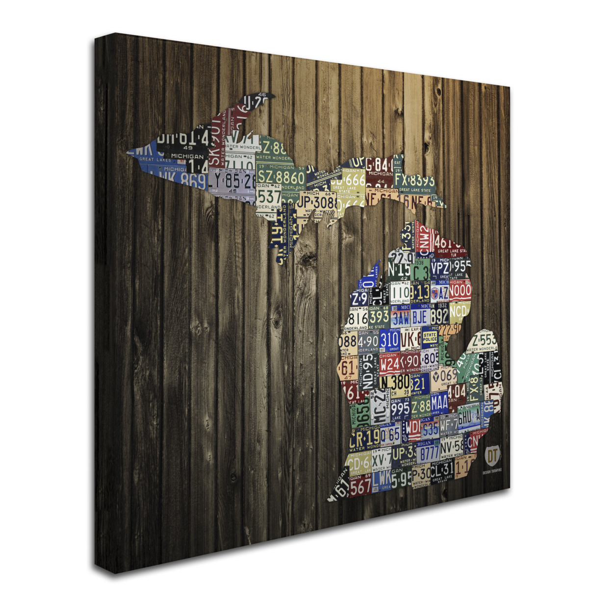 Design Turnpike 'Michigan Counties License Plate' Huge Canvas Art 35 X 35