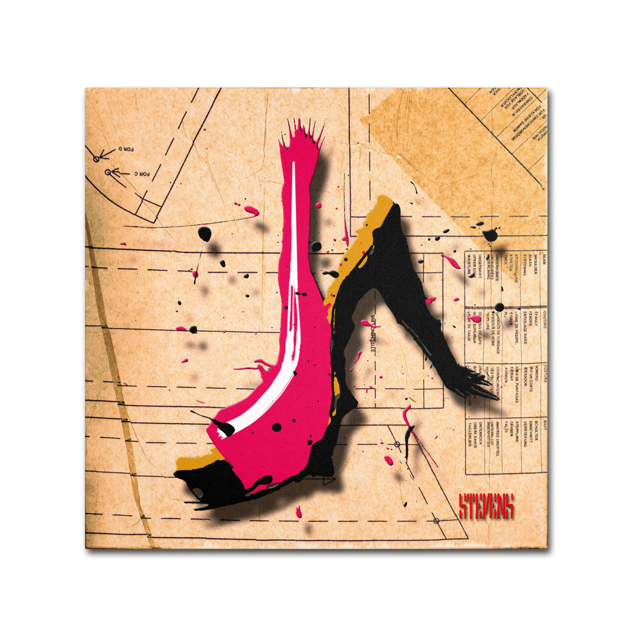 Roderick Stevens 'Suede Heel Pink' Huge Canvas Art 35 X 35