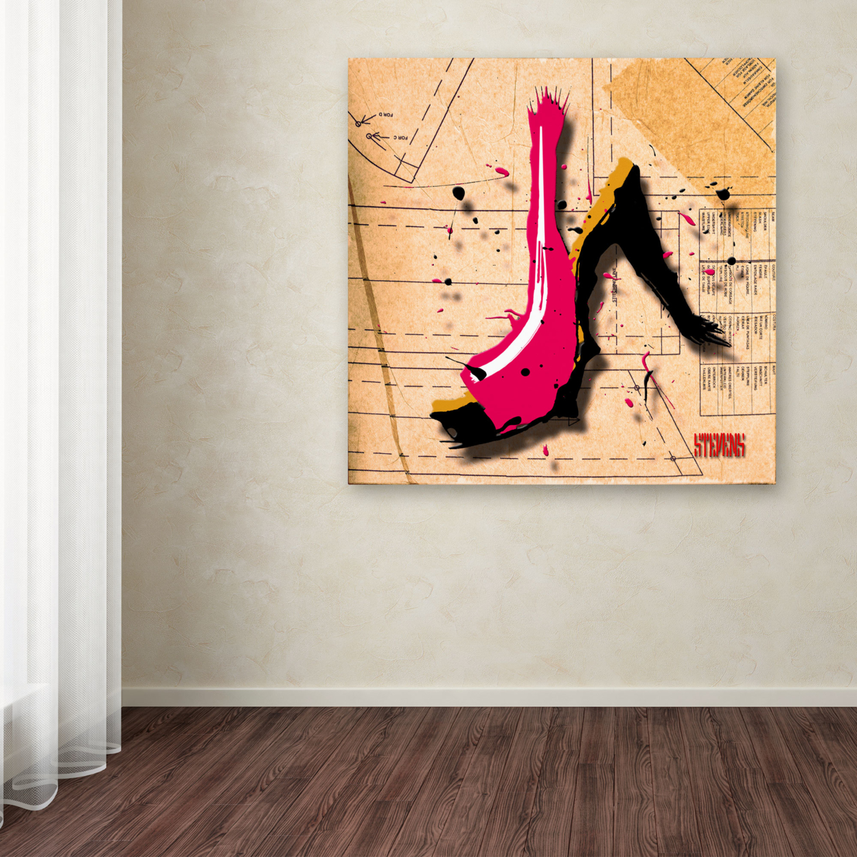 Roderick Stevens 'Suede Heel Pink' Huge Canvas Art 35 X 35