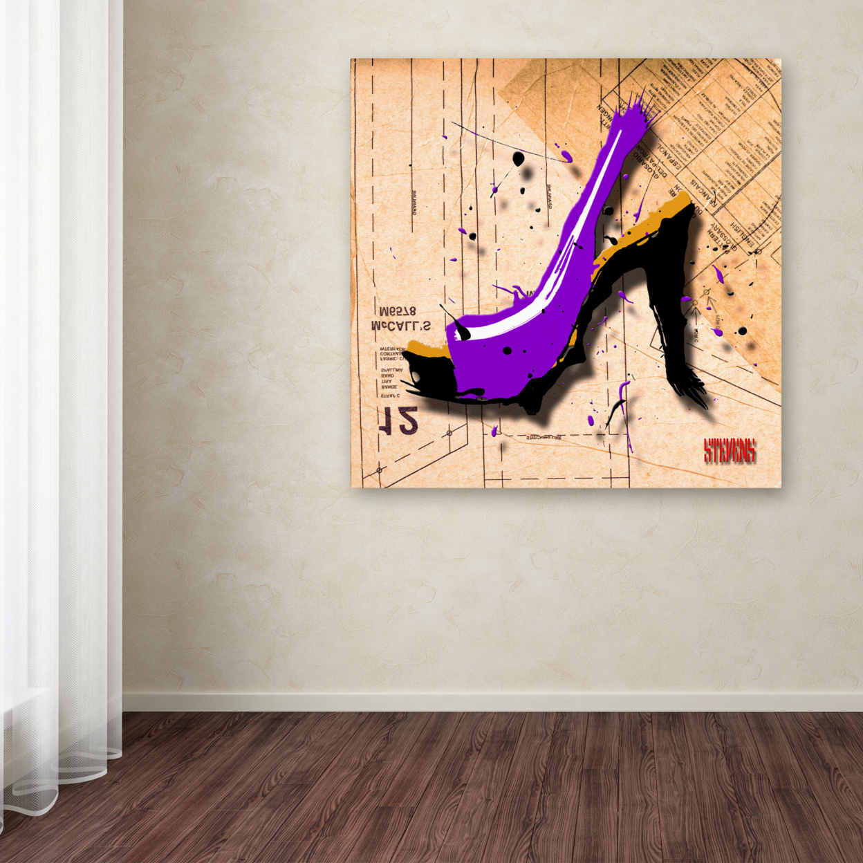 Roderick Stevens 'Suede Heel Purple' Huge Canvas Art 35 X 35