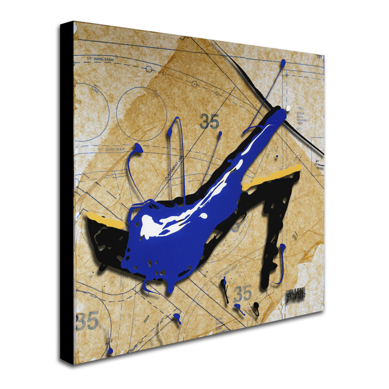 Roderick Stevens 'Blue Heel' Huge Canvas Art 35 X 35
