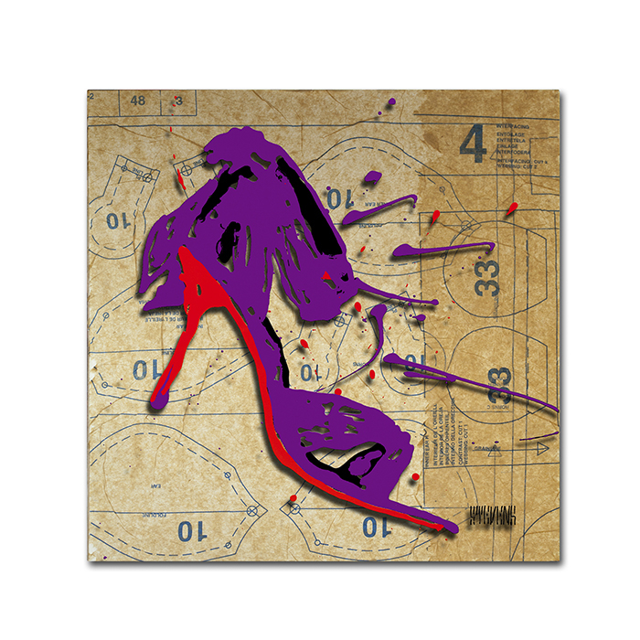 Roderick Stevens 'Purple Bow Heel' Huge Canvas Art 35 X 35