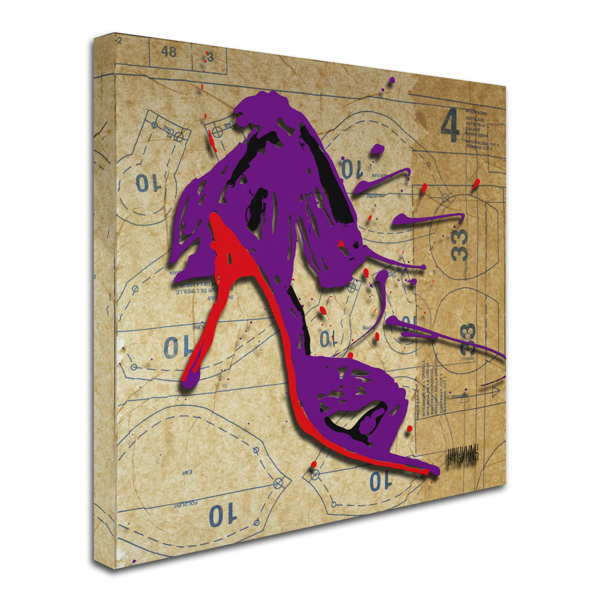 Roderick Stevens 'Purple Bow Heel' Huge Canvas Art 35 X 35