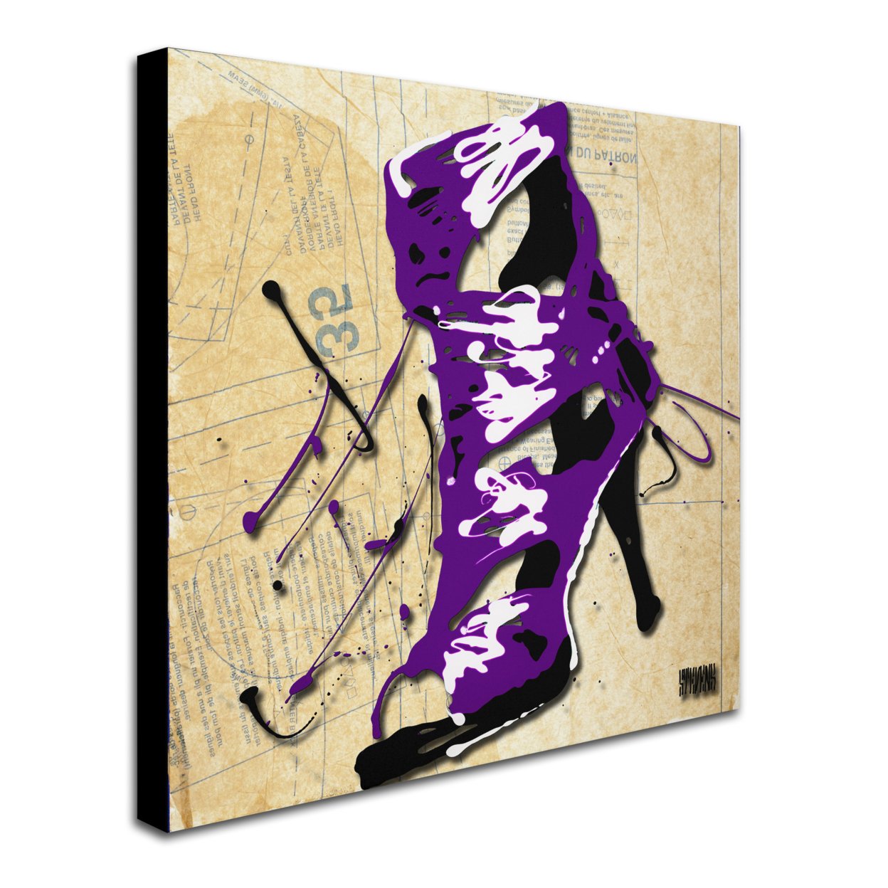 Roderick Stevens 'Purple Strap Boot' Huge Canvas Art 35 X 35