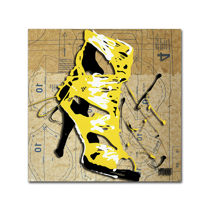 Roderick Stevens 'Yellow Strap Boot' Huge Canvas Art 35 X 35