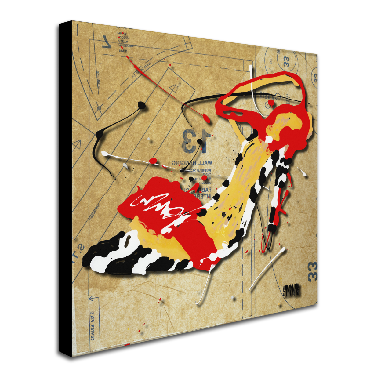 Roderick Stevens 'Zebra Heel Red' Huge Canvas Art 35 X 35
