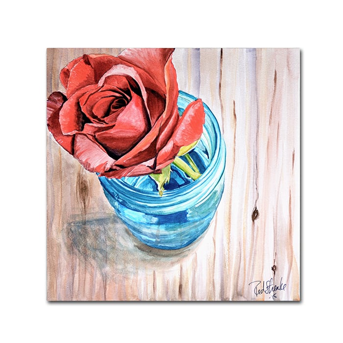 Jennifer Redstreake 'Rose In Jar' Huge Canvas Art 35 X 35