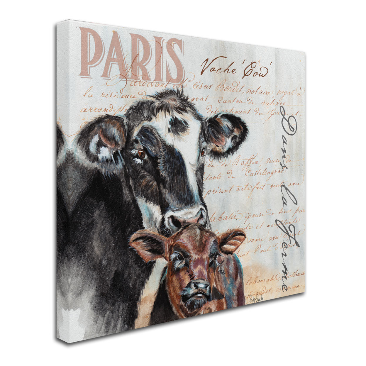 Jennifer Redstreake 'Dans La Ferme Cow' Huge Canvas Art 35 X 35