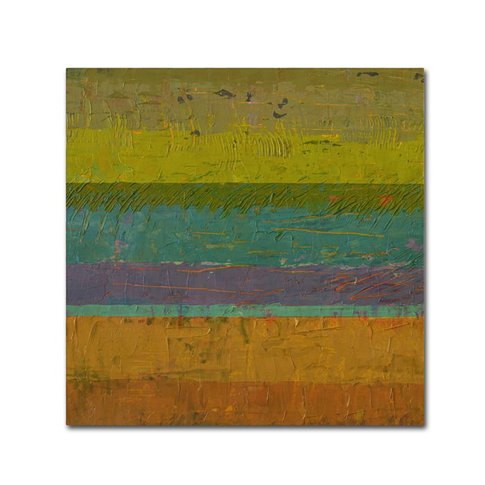 Michelle Calkins 'Chartreuse Line' Huge Canvas Art 35 X 35