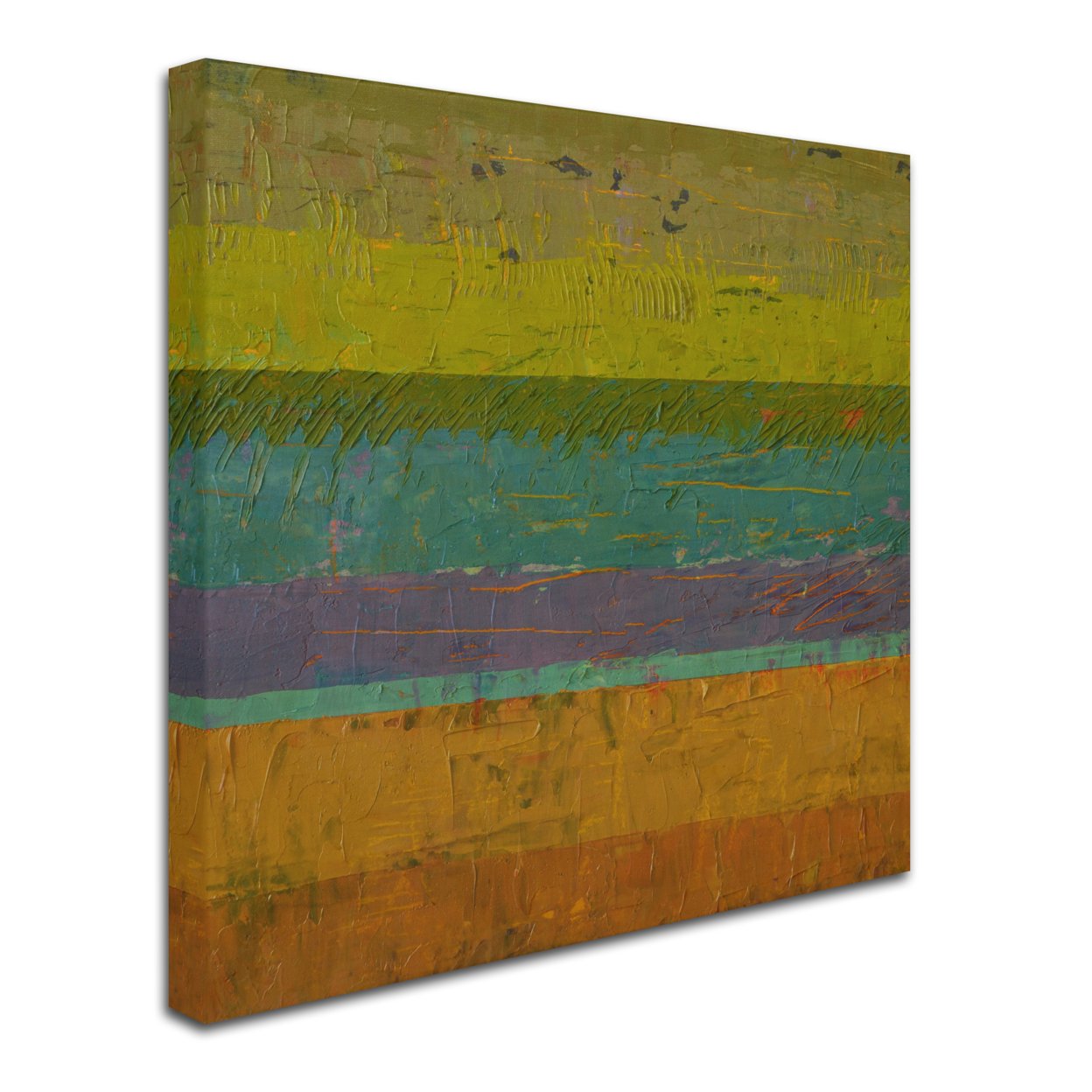 Michelle Calkins 'Chartreuse Line' Huge Canvas Art 35 X 35