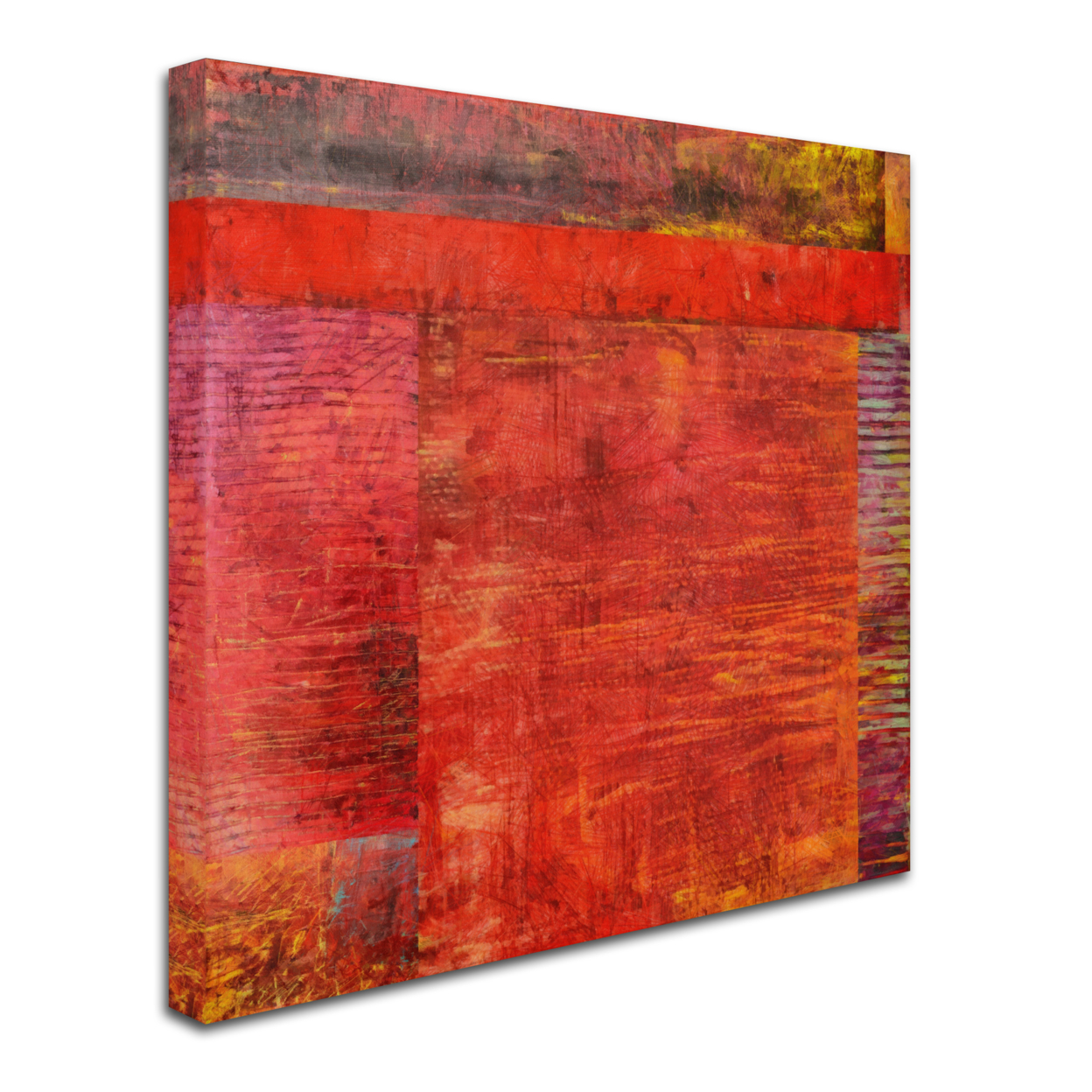 Michelle Calkins 'Essence Of Red 2' Huge Canvas Art 35 X 35