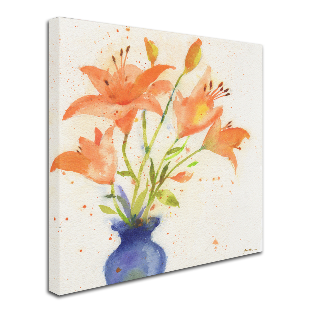 Sheila Golden 'Tiger Lily Bouquet' Huge Canvas Art 35 X 35