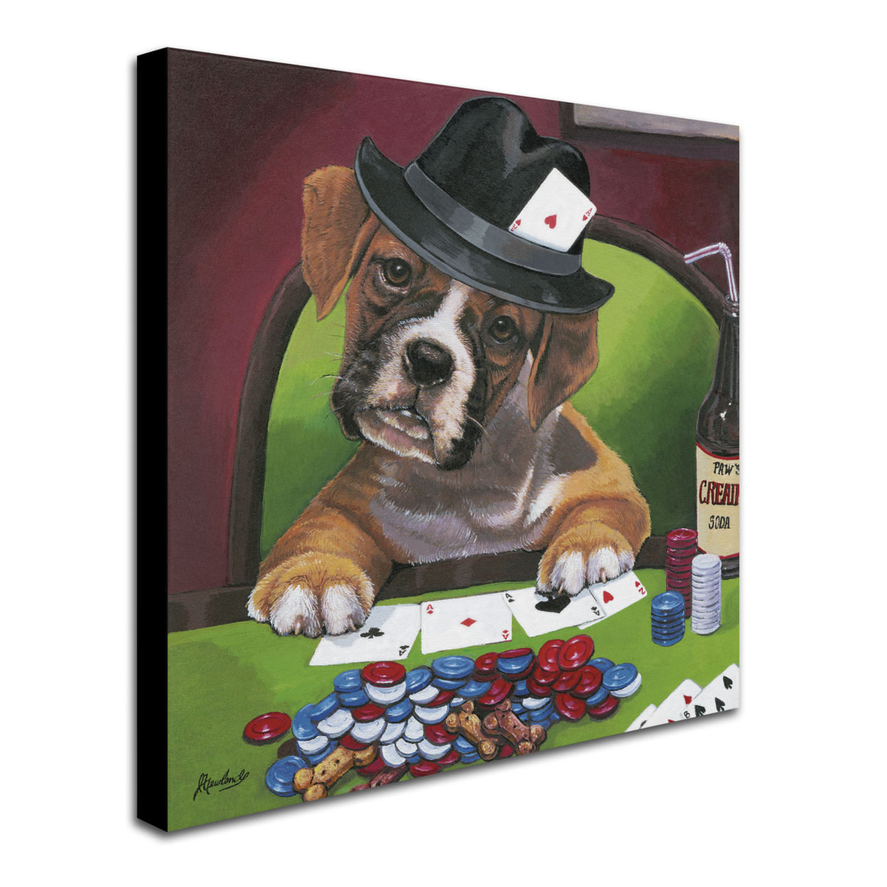 Jenny Newland 'Poker Dogs 2' Huge Canvas Art 35 X 35