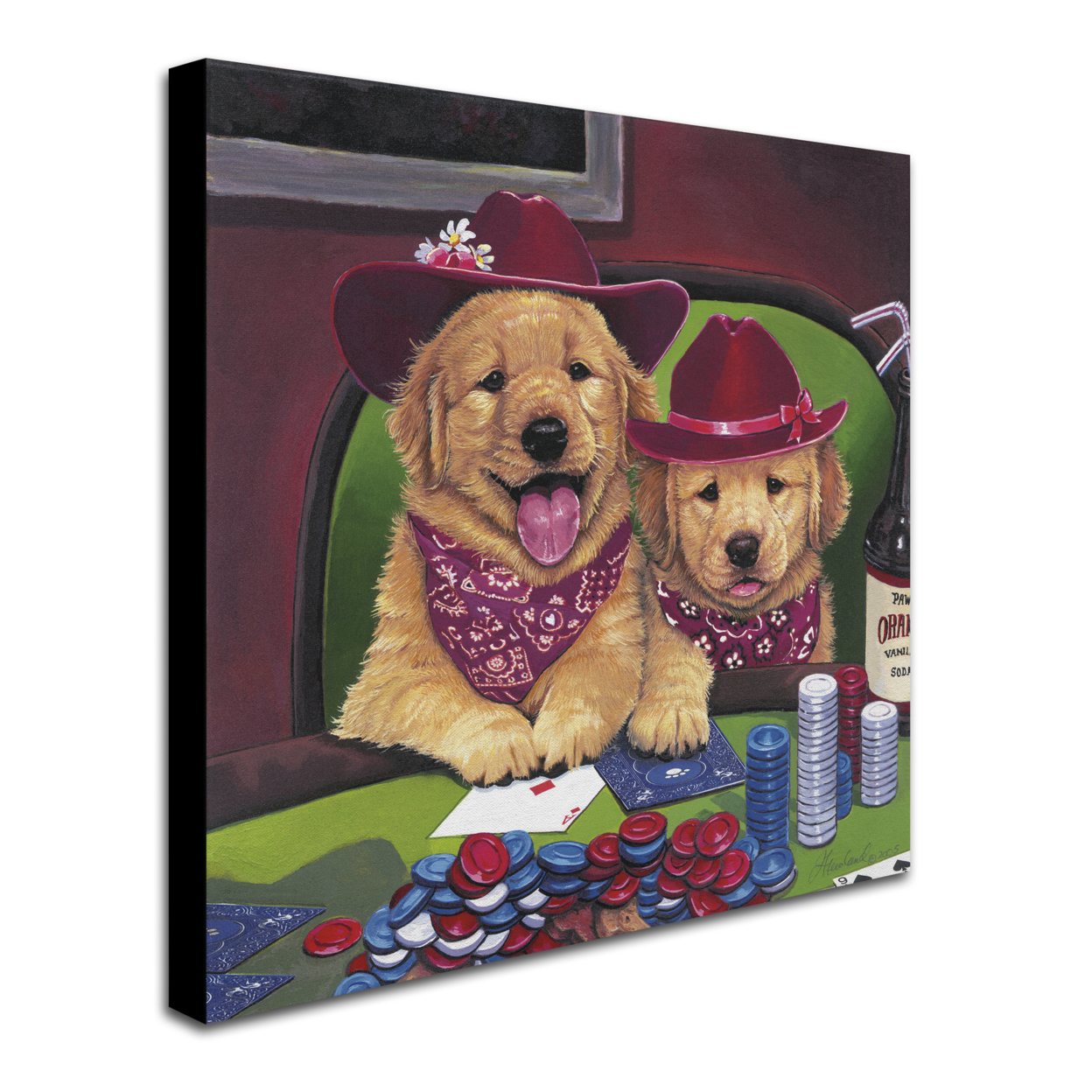 Jenny Newland 'Poker Dogs' Huge Canvas Art 35 X 35