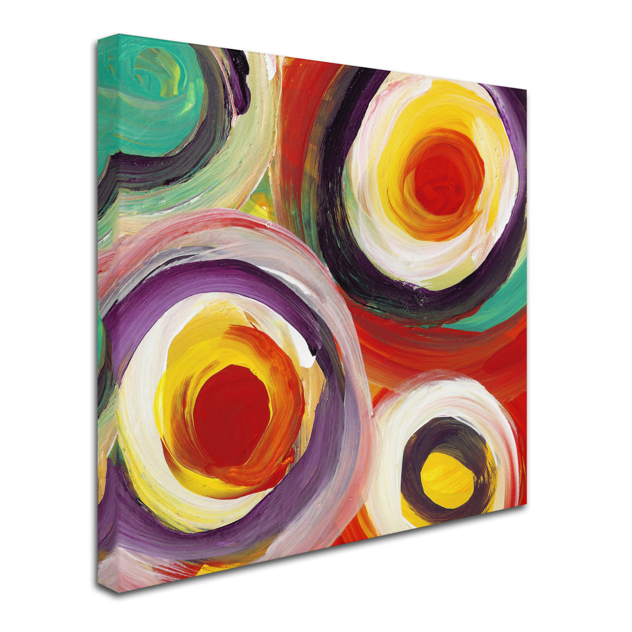 Amy Vangsgard 'Bright Bold Circles Square 3' Huge Canvas Art 35 X 35