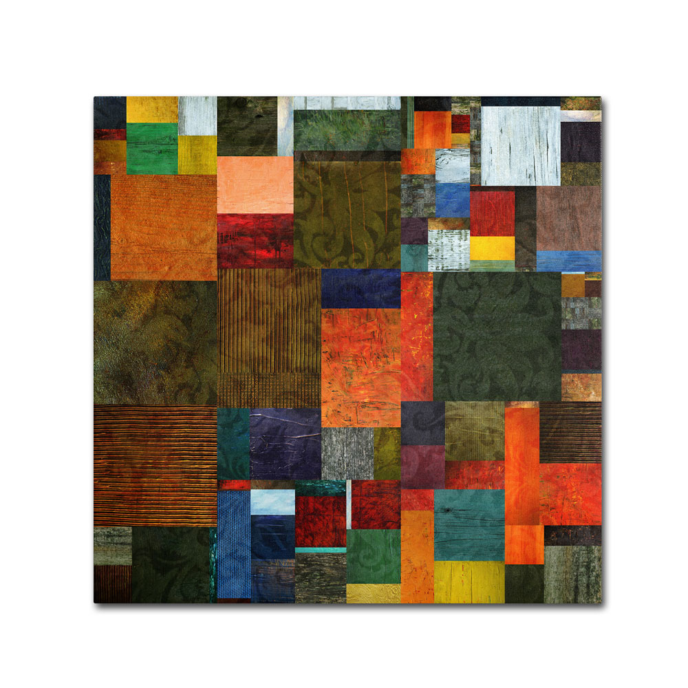 Michelle Calkins 'Brocade Color Collage 3' Huge Canvas Art 35 X 35