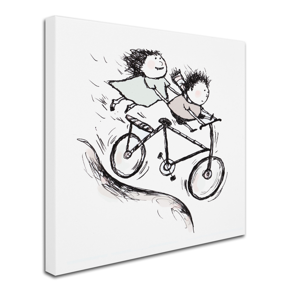 Carla Martell 'Bike Kids' Huge Canvas Art 35 X 35