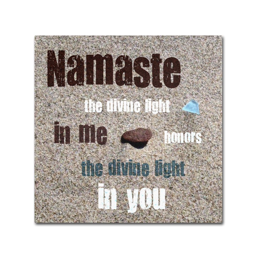 Michelle Calkins 'Namaste With Pebble And Beach Glass' Huge Canvas Art 35 X 35