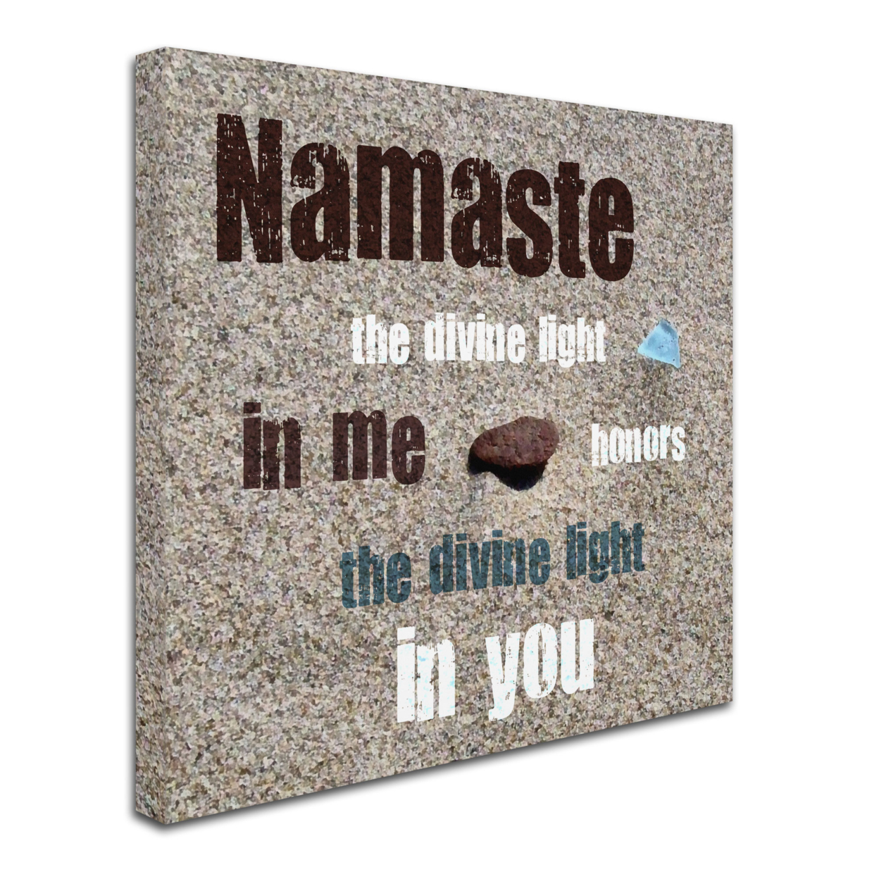 Michelle Calkins 'Namaste With Pebble And Beach Glass' Huge Canvas Art 35 X 35