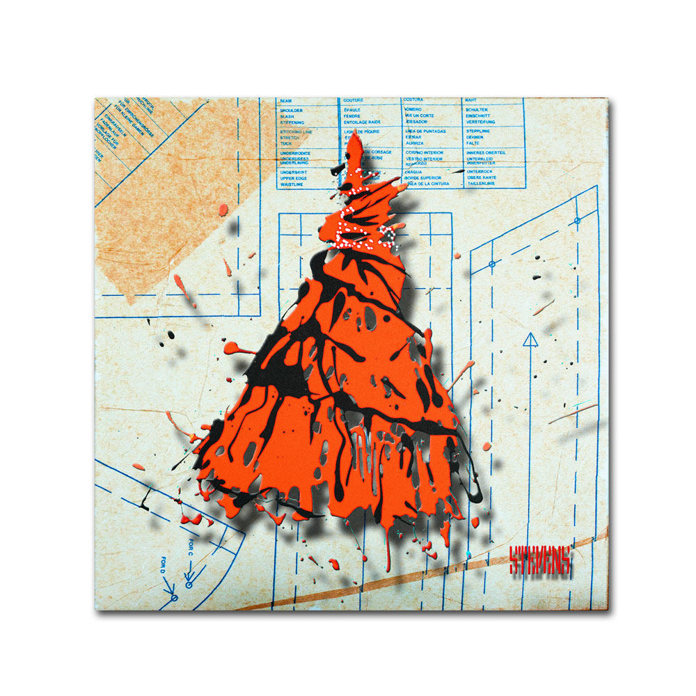 Roderick Stevens 'Shoulder Dress Orange N Black' Huge Canvas Art 35 X 35