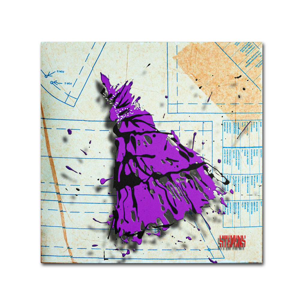 Roderick Stevens 'Shoulder Dress Purple N Black' Huge Canvas Art 35 X 35