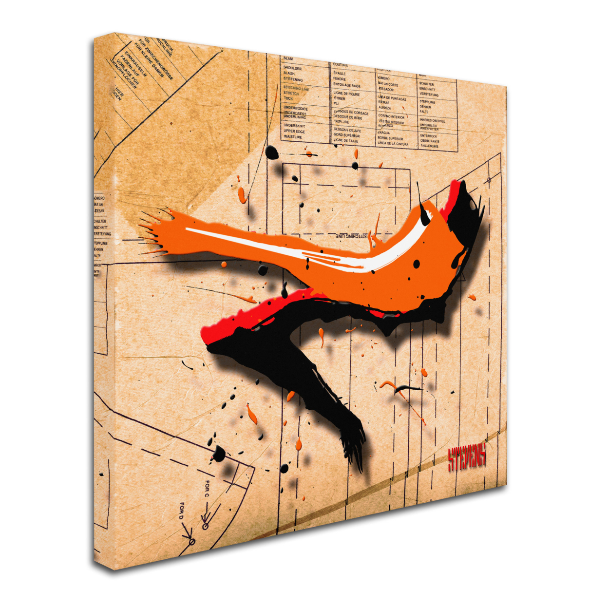Roderick Stevens 'Suede Heel Orange' Huge Canvas Art 35 X 35