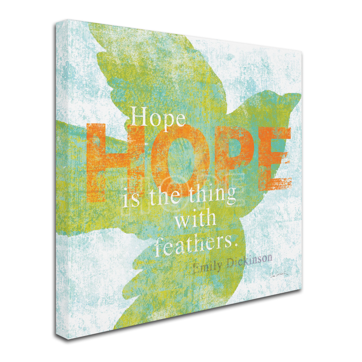 Sue Schlabach 'Letterpress Hope' Huge Canvas Art 35 X 35
