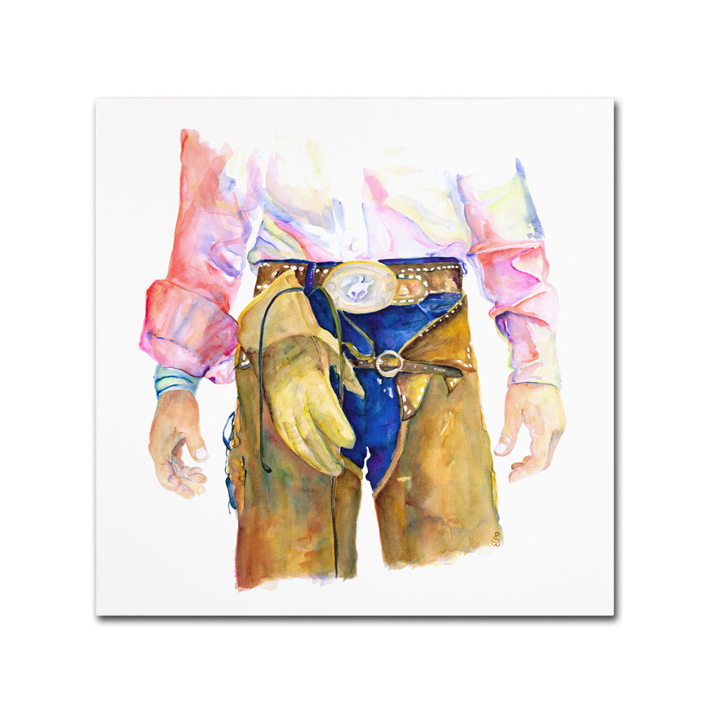 Pat Saunders-White 'Wrangler' Huge Canvas Art 35 X 35