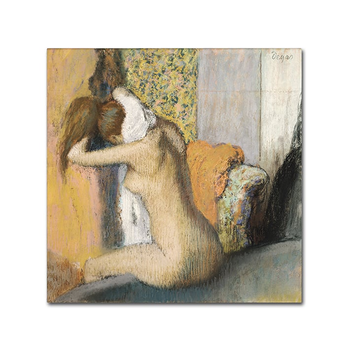 Edgar Degas 'After The Bath Woman Drying Neck' Huge Canvas Art 35 X 35