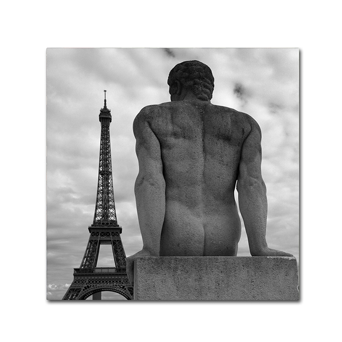 Moises Levy 'Eiffel And Man' Huge Canvas Art 35 X 35
