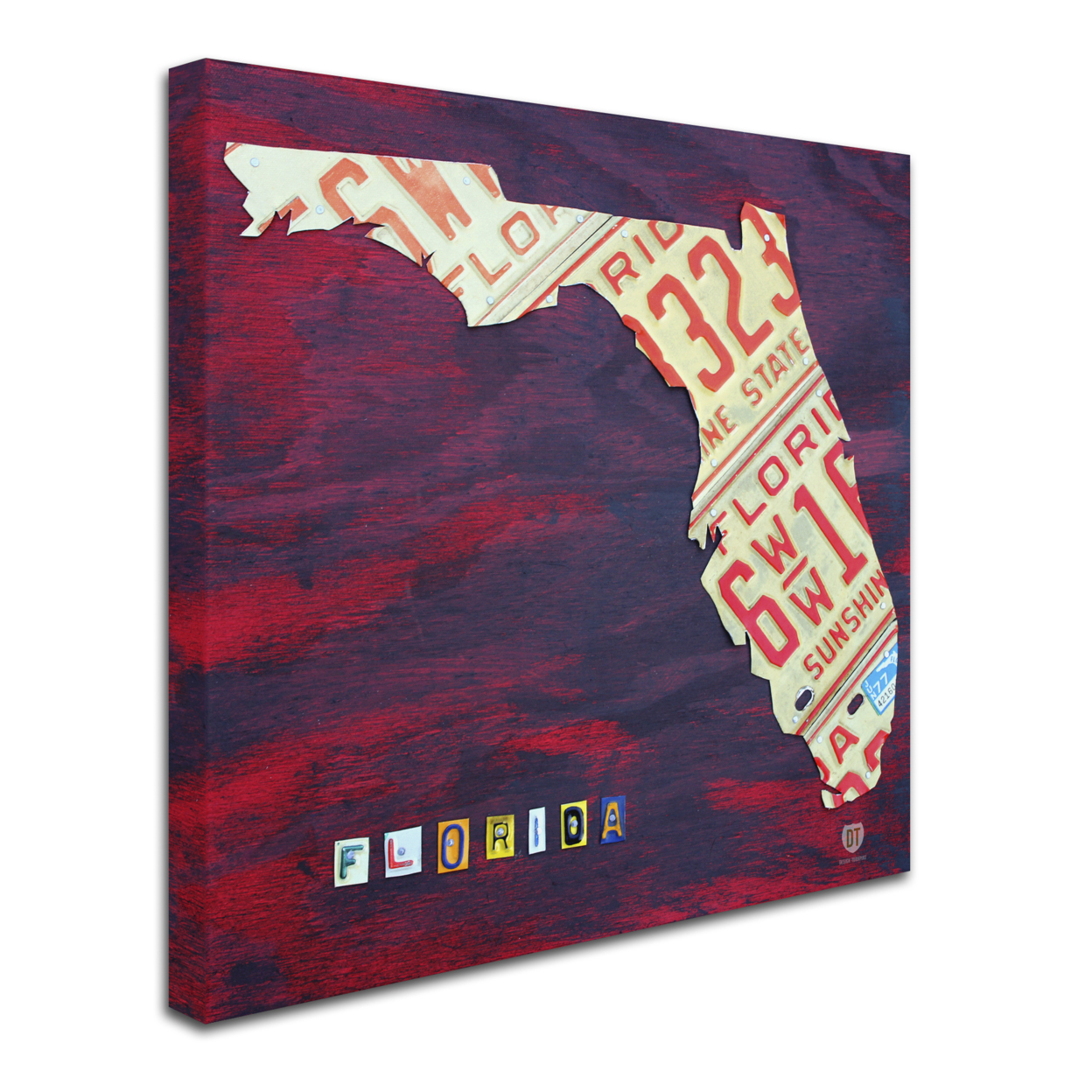Design Turnpike 'Florida License Plate' Huge Canvas Art 35 X 35