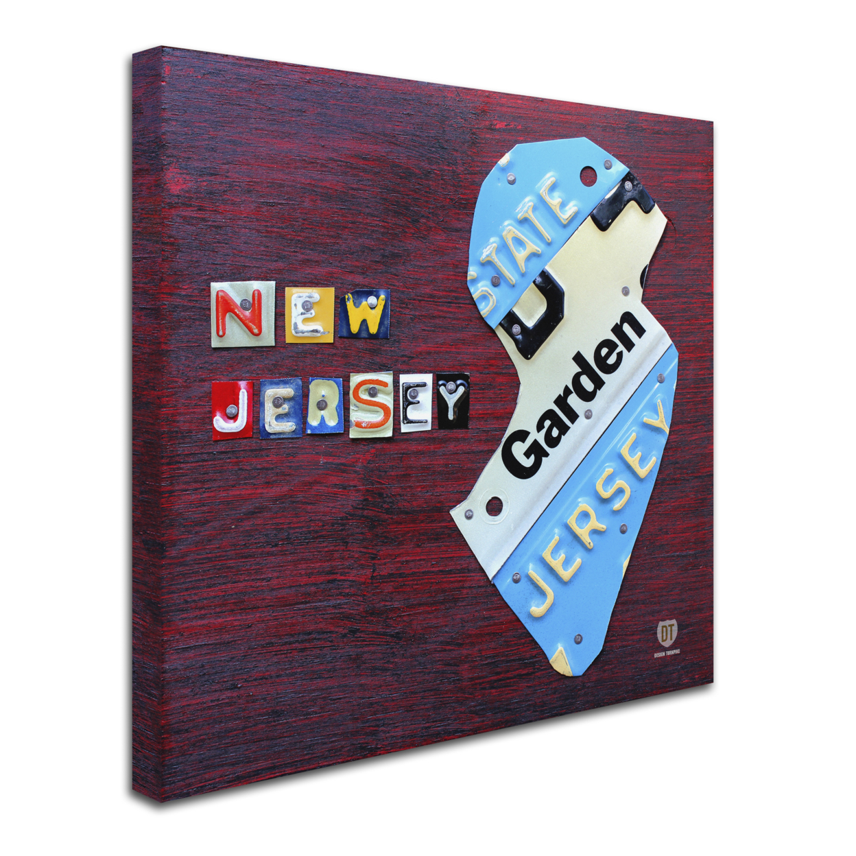 Design Turnpike 'New Jersey License Plate Map' Huge Canvas Art 35 X 35