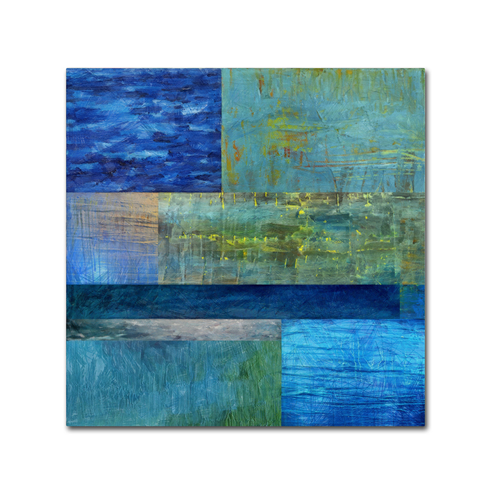 Michelle Calkins 'Essence Of Blue' Huge Canvas Art 35 X 35