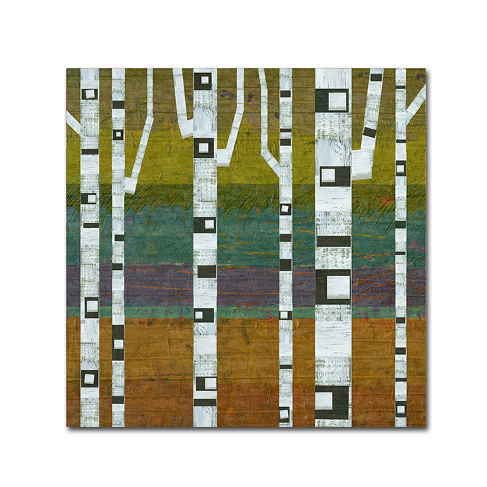 Michelle Calkins 'Birches 2.0' Huge Canvas Art 35 X 35