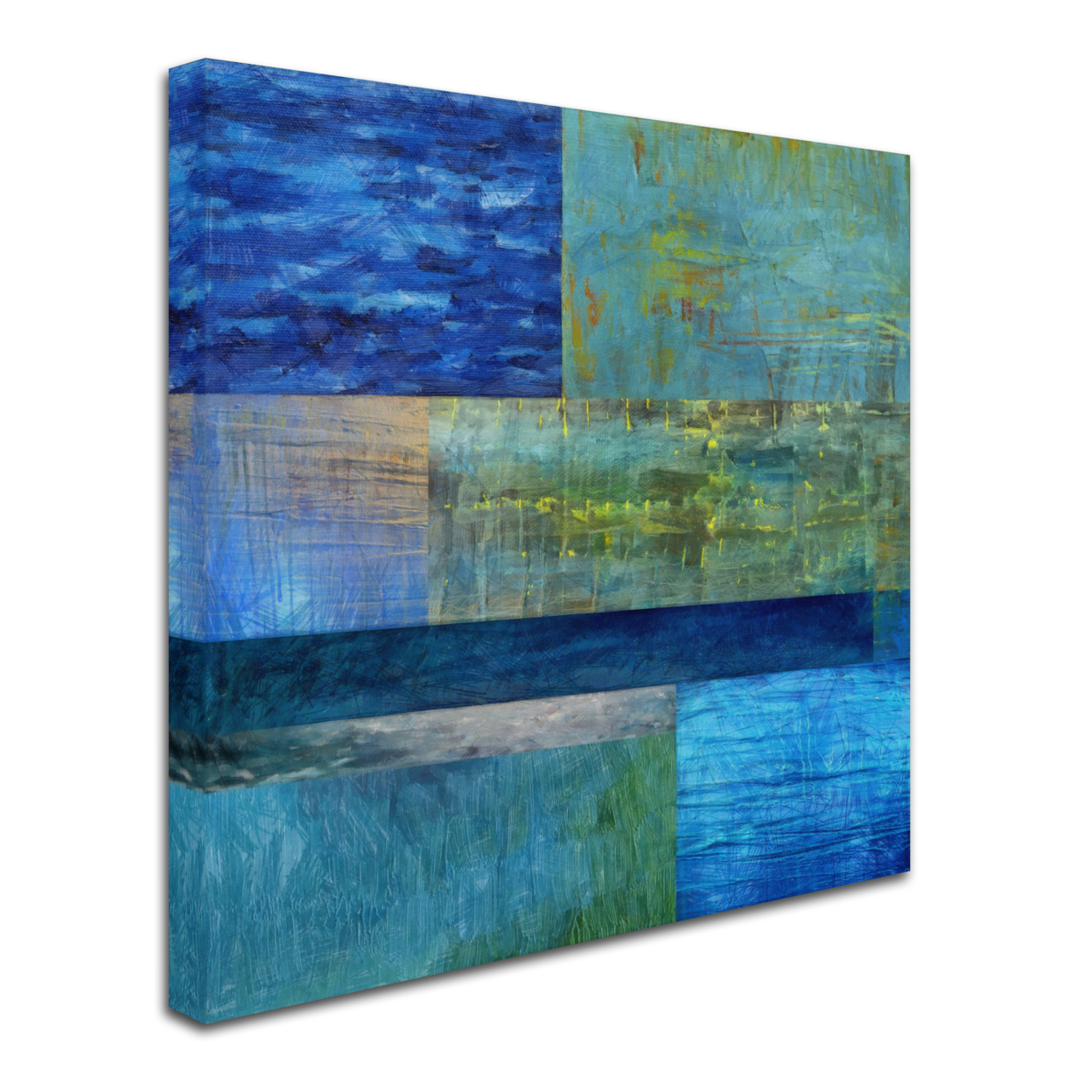 Michelle Calkins 'Essence Of Blue' Huge Canvas Art 35 X 35