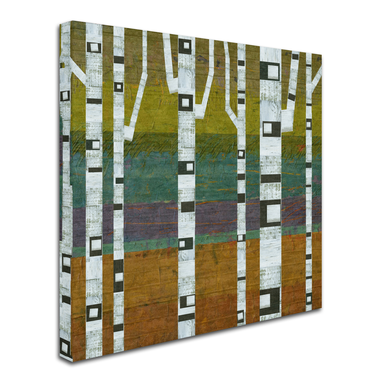 Michelle Calkins 'Birches 2.0' Huge Canvas Art 35 X 35