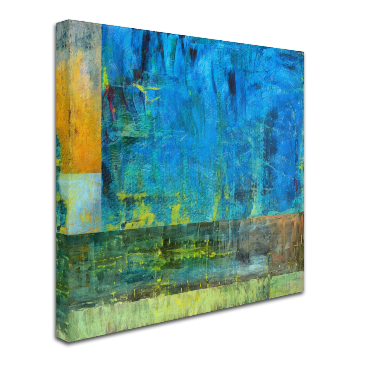 Michelle Calkins 'Essence Of Blue 2' Huge Canvas Art 35 X 35