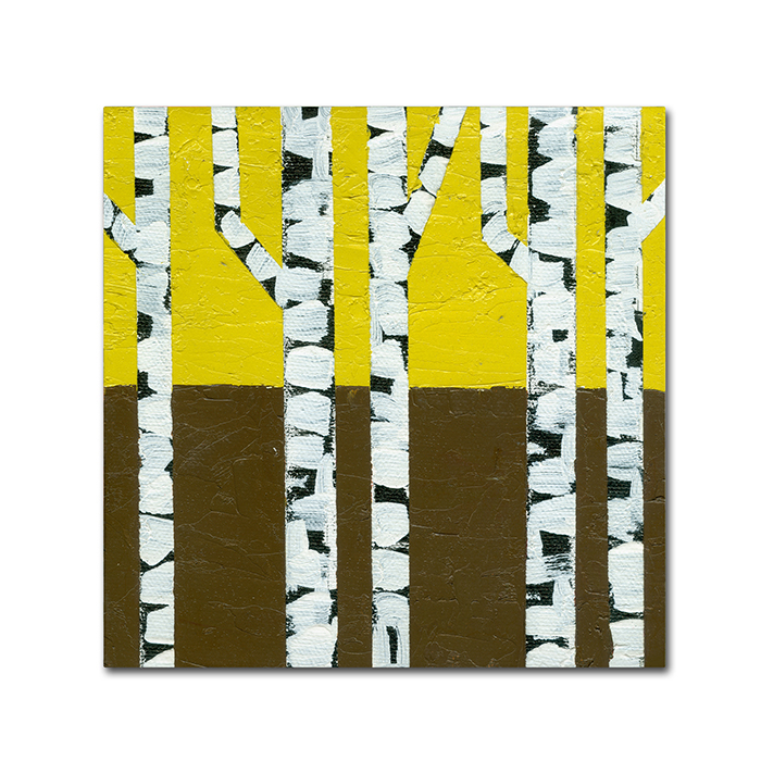 Michelle Calkins 'Seasonal Birches - Fall' Huge Canvas Art 35 X 35