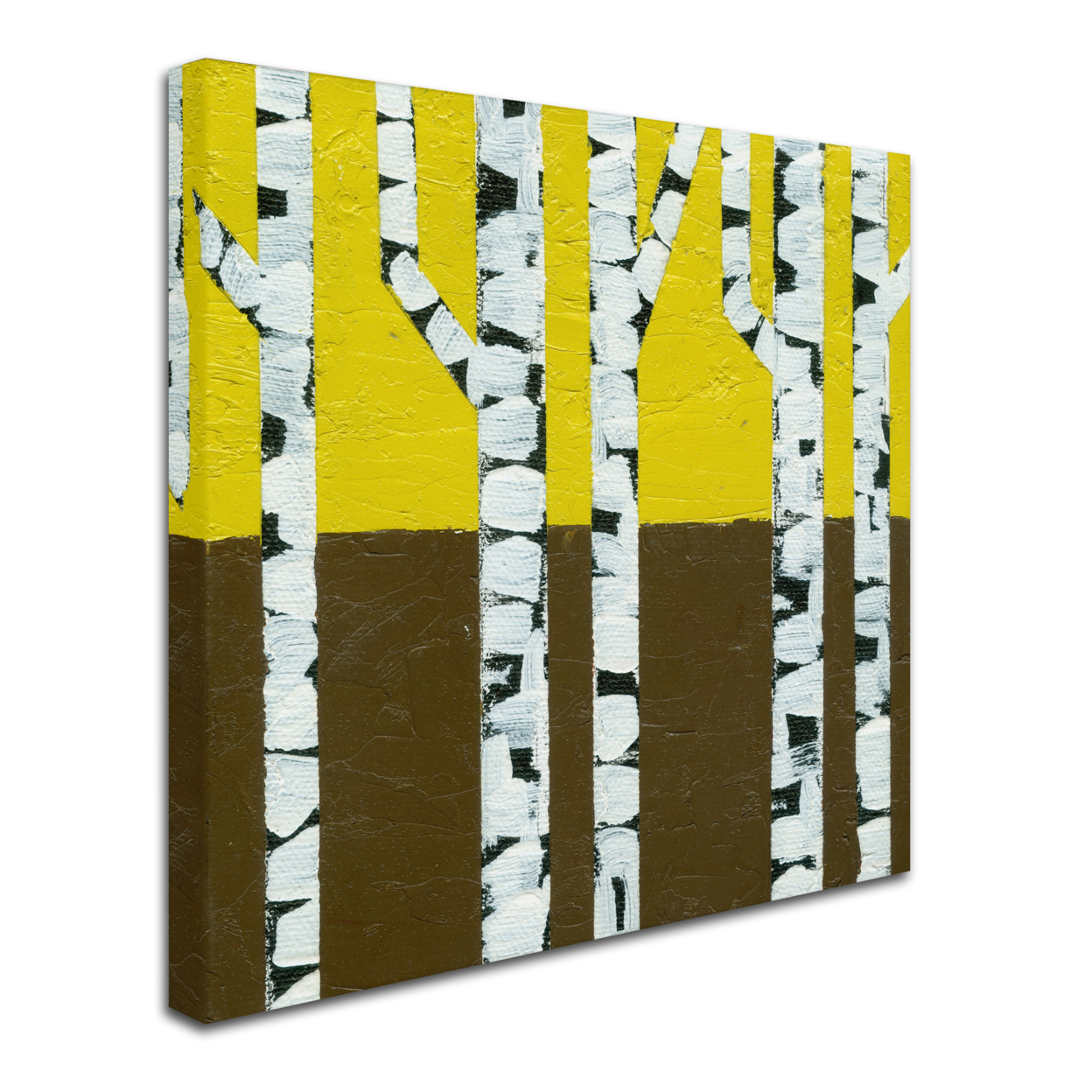 Michelle Calkins 'Seasonal Birches - Fall' Huge Canvas Art 35 X 35