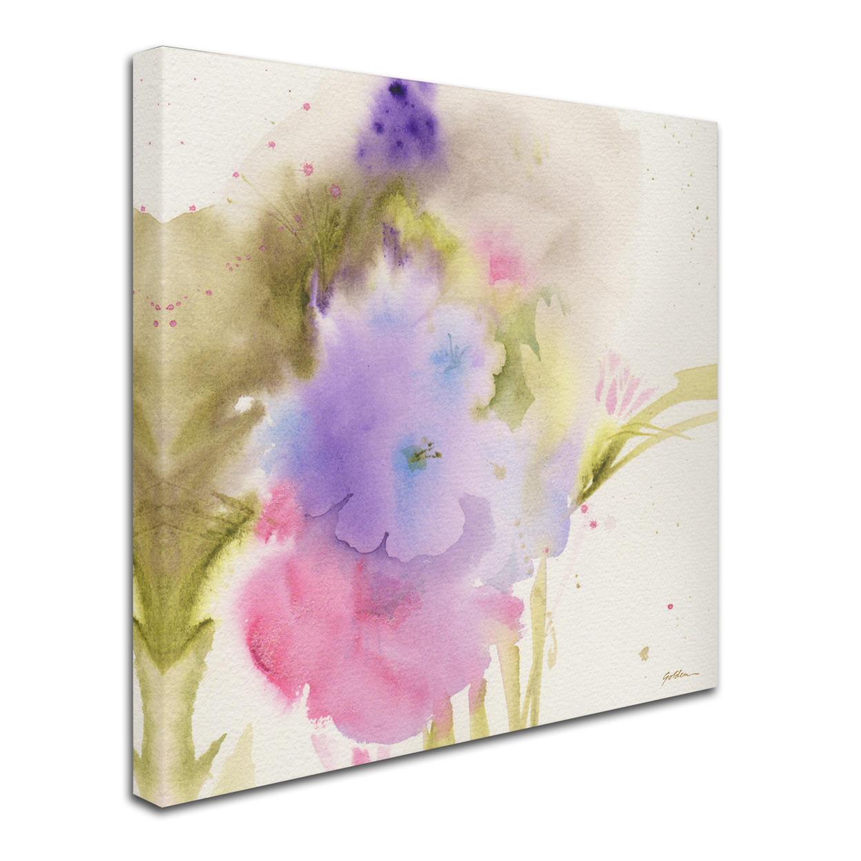 Sheila Golden 'Purple Blooming' Huge Canvas Art 35 X 35