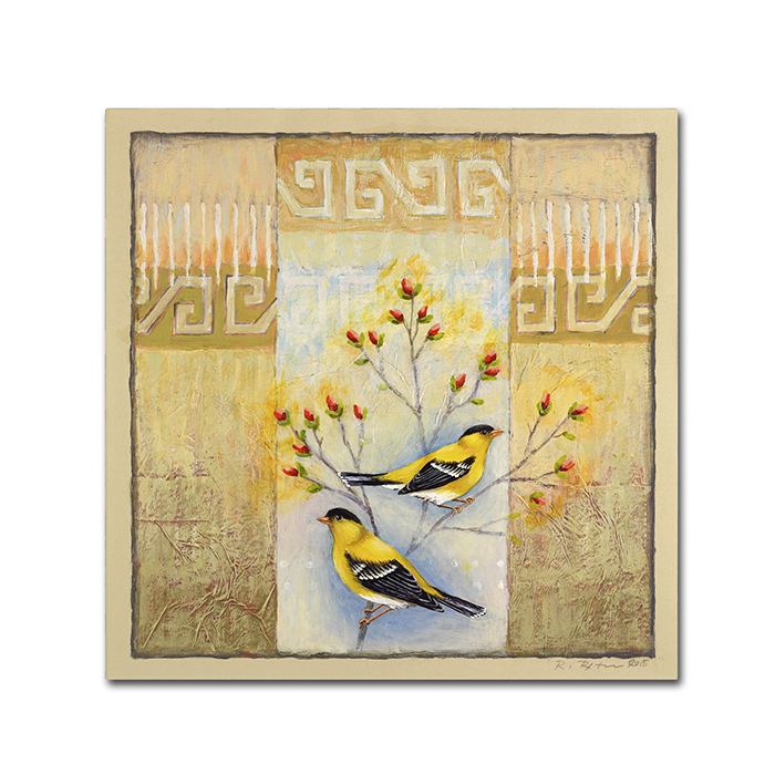 Rachel Paxton 'Summer Goldfinches' Huge Canvas Art 35 X 35