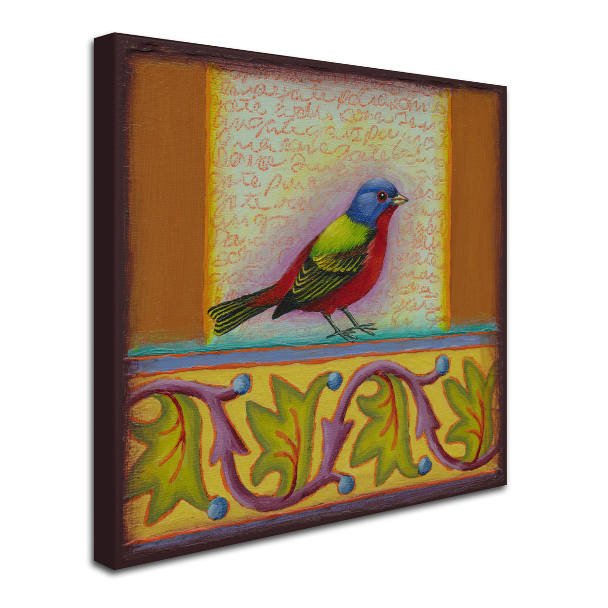 Rachel Paxton 'Painted Bunting' Huge Canvas Art 35 X 35