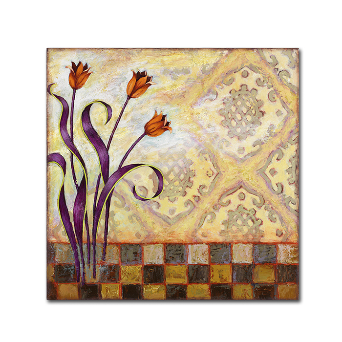 Rachel Paxton 'Flowers And Tiles' Huge Canvas Art 35 X 35