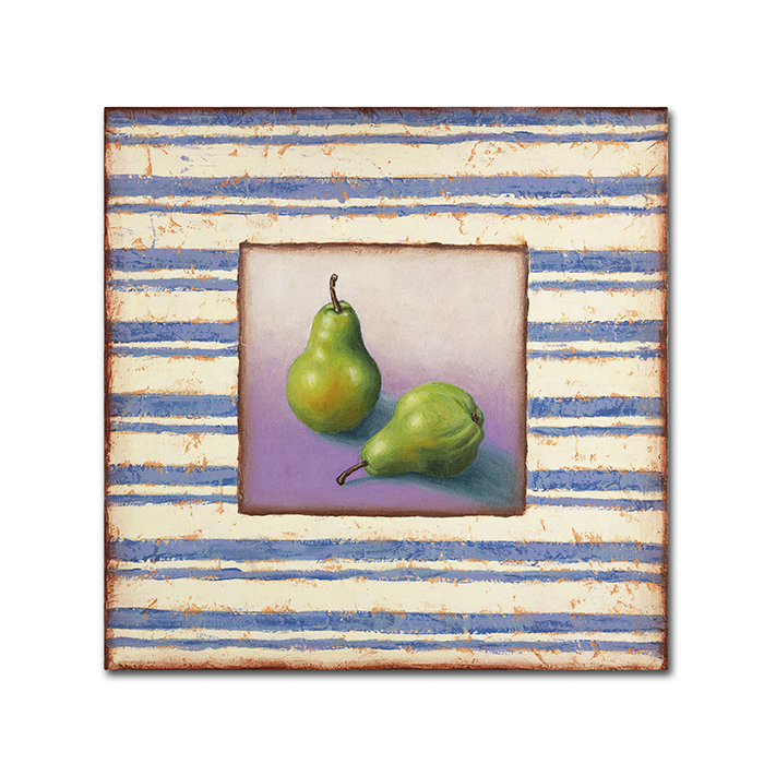 Rachel Paxton 'Pears And Stripes' Huge Canvas Art 35 X 35