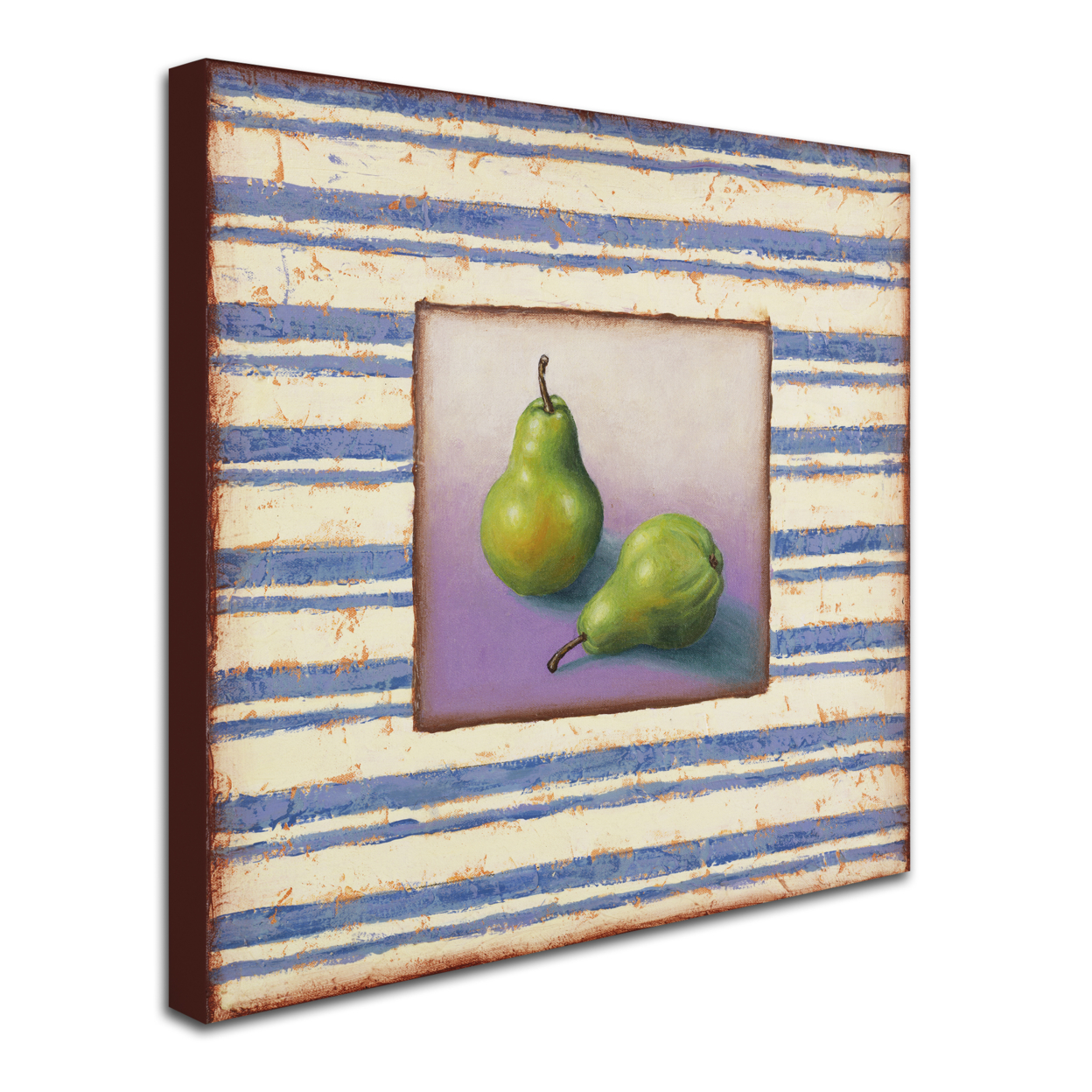 Rachel Paxton 'Pears And Stripes' Huge Canvas Art 35 X 35