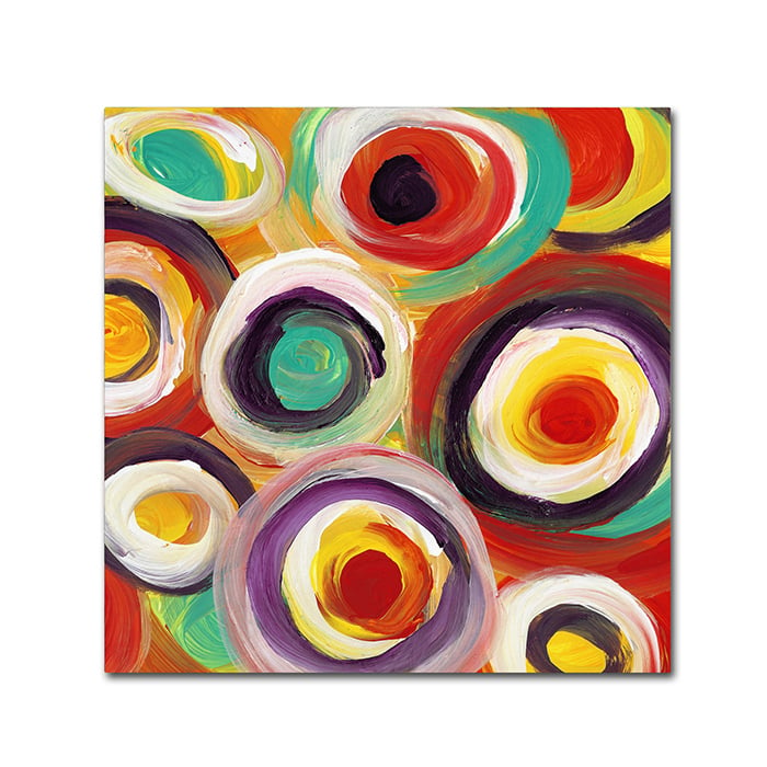 Amy Vangsgard 'Bright Bold Circles Square 1' Huge Canvas Art 35 X 35